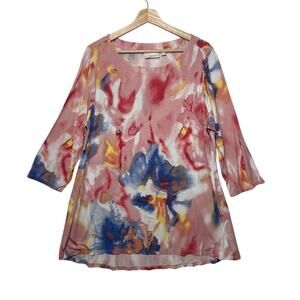 Belle by Kim Gravel Watercolor Abstract Tunic Top Sz 1X Artsy Colorful Stretch